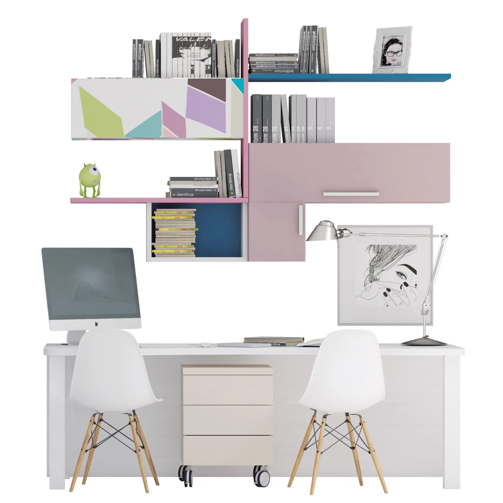 Consolle scrivania per cameretta e ufficio in stile nordico colore bianco –  Samira Italia